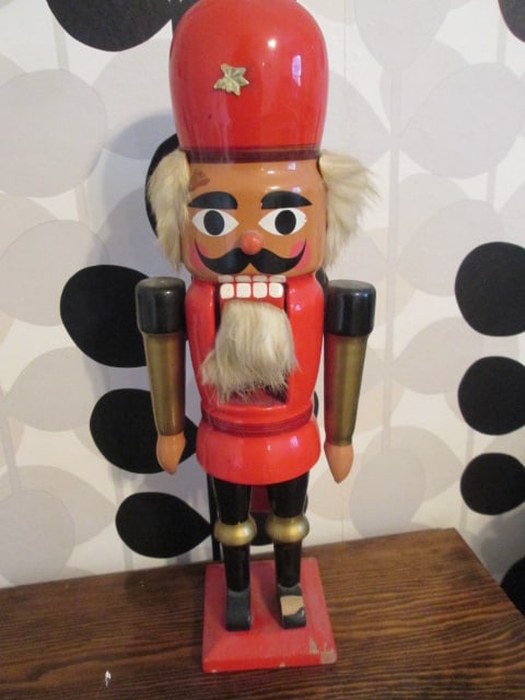 Vintage Handpainted Wooden Nutcracker: 14"h, some paint chips