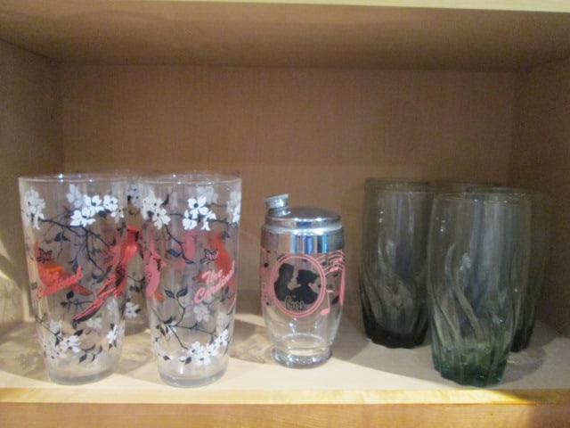Midcentury Glass Sets and Cocktail Shaker (1 of 6)