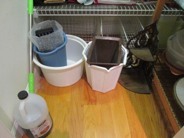 Pantry Contents-Plastic Ware, Mugs, Cabinet Organizers, Waste Baskets, Glass Ware, etc. - 2