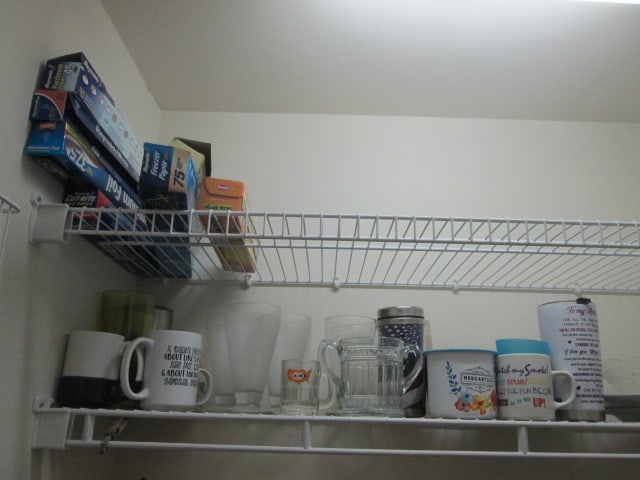 Pantry Contents-Plastic Ware, Mugs, Cabinet Organizers, Waste Baskets, Glass Ware, etc. - 3