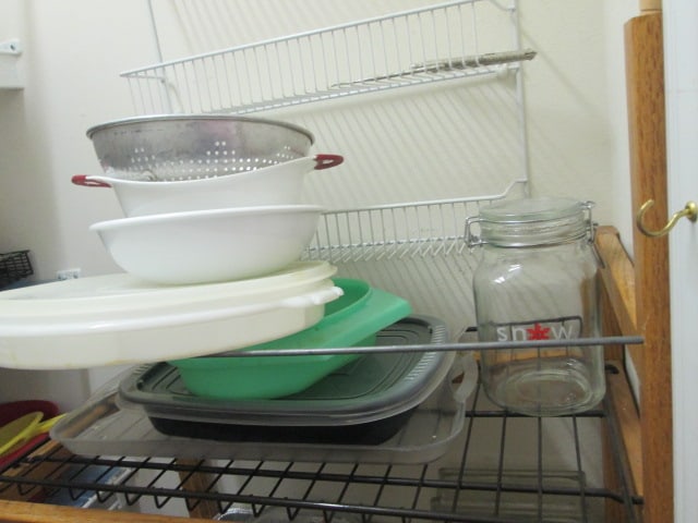 Pantry Contents-Plastic Ware, Mugs, Cabinet Organizers, Waste Baskets, Glass Ware, etc. - 7