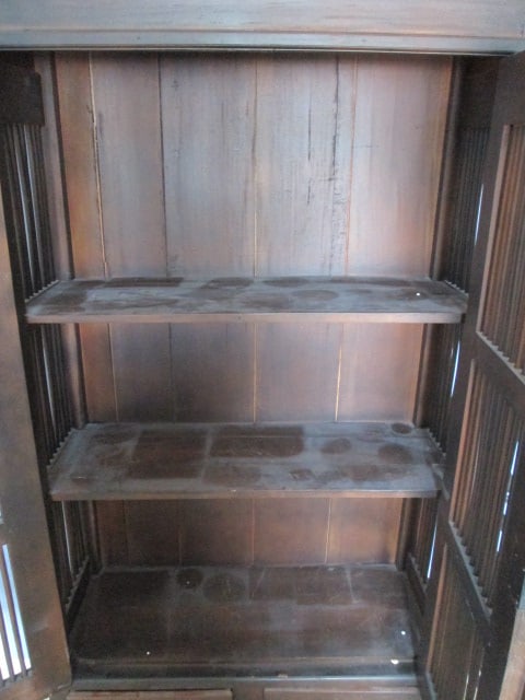 Asian Inspired Wood Cabinet with Spindle Doors/Sides and 2 Drawers - 3