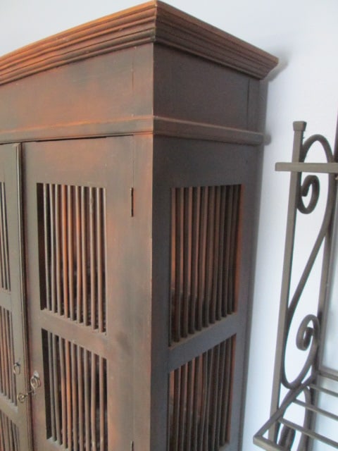 Asian Inspired Wood Cabinet with Spindle Doors/Sides and 2 Drawers - 5