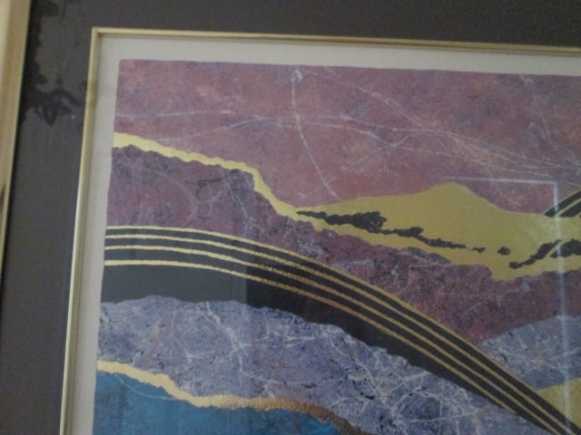 Framed and Matted Steven North "Golden Horizon" Metallic Accented Screen Print - 2