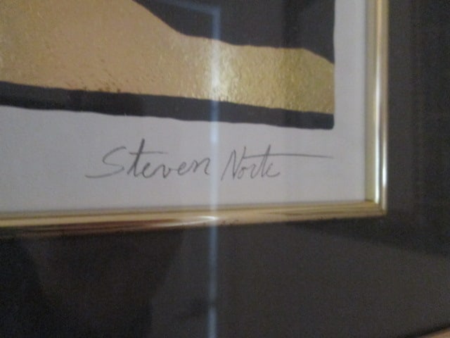 Framed and Matted Steven North "Golden Horizon" Metallic Accented Screen Print - 4