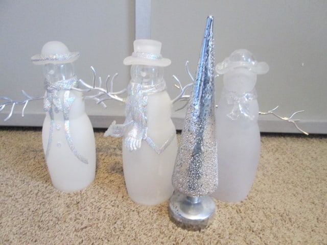 LED Lite-Up Snowmen Figures and Mercury Glass Style Christmas Tree: .