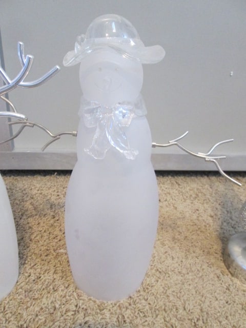 LED Lite-Up Snowmen Figures and Mercury Glass Style Christmas Tree - 4