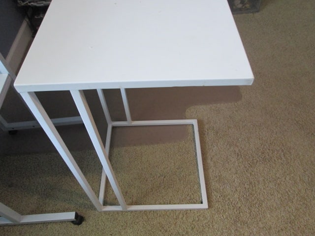 White Metal Chair Side Table, Tiered Adjustable Work Table and G-Cord LED Lamp - 4