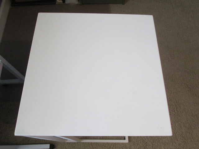 White Metal Chair Side Table, Tiered Adjustable Work Table and G-Cord LED Lamp - 5