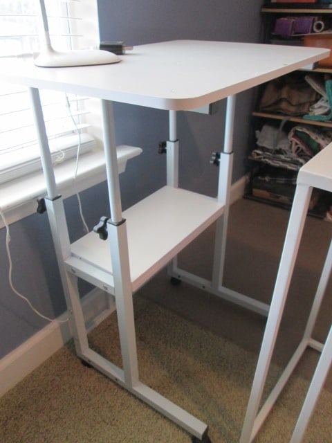 White Metal Chair Side Table, Tiered Adjustable Work Table and G-Cord LED Lamp - 6