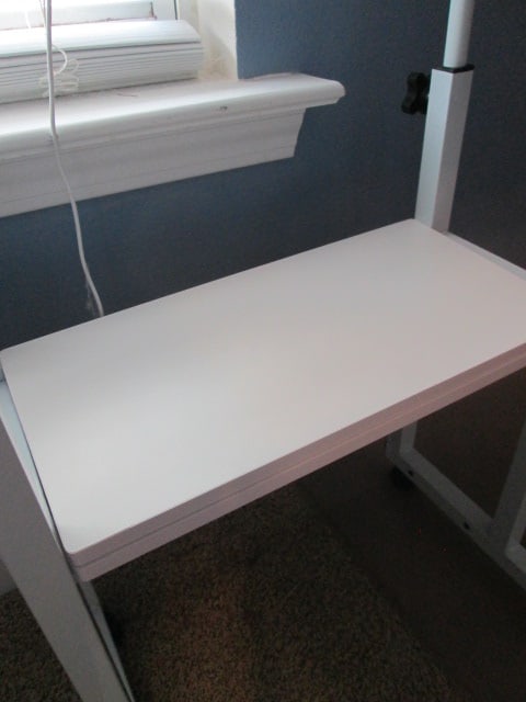 White Metal Chair Side Table, Tiered Adjustable Work Table and G-Cord LED Lamp - 7