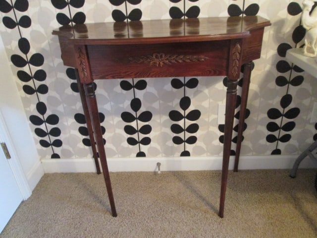 Hand Constructed Oak Demilune Console Table: 36" x 18 1/4" x 34 1/2", Local Pickup Only
