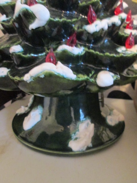 Snow Capped Bough Ceramic Christmas Tree with Music Box Base - 2