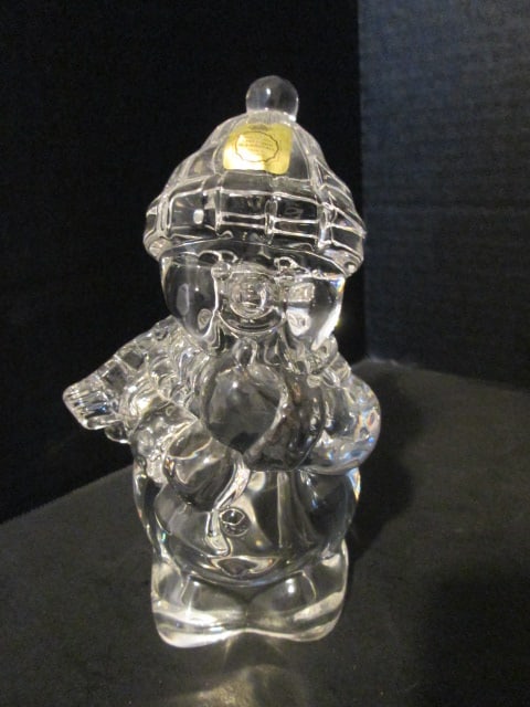 Gold Tone Metal Christmas Advent Tree, Lead Crystal Snowman Figure and - 2