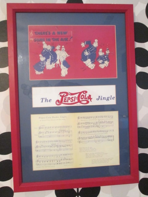 Framed and Matted "The Pepsi-Cola Jingle" Illustration and Sheet Music: 14 3/4" x 21 1/2"