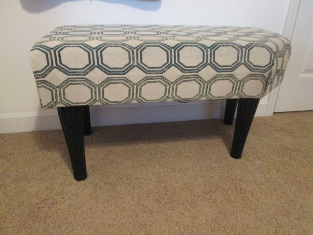 Hand Constructed Upholstered Bench with Fluted Legs (1 of 5)