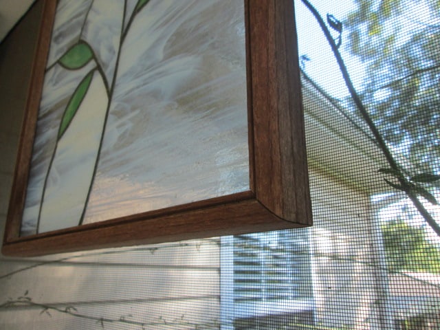 Yellow Rose Stained Glass Panel in Wood Frame - 4