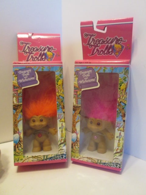 Old Rubber Toys-Two Treasure Trolls in Original Boxes, Pillsbury Dough Boy, - 2