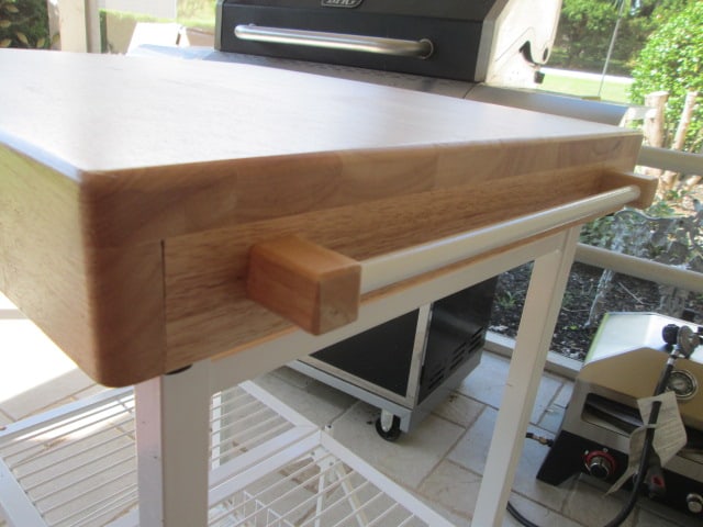 Folding Portable Butcher Block Island with Removable Folding Wire Tray - 10