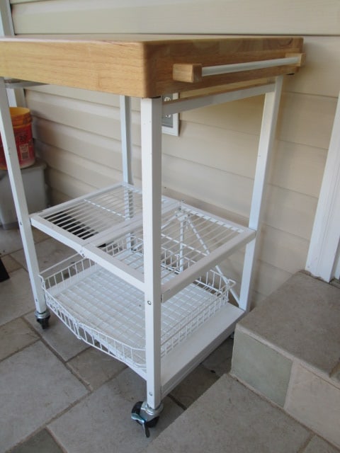 Folding Portable Butcher Block Island with Removable Folding Wire Tray - 2
