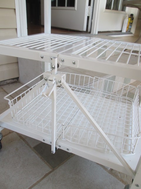 Folding Portable Butcher Block Island with Removable Folding Wire Tray - 4