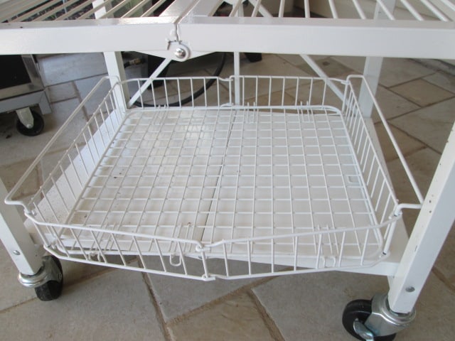 Folding Portable Butcher Block Island with Removable Folding Wire Tray - 7