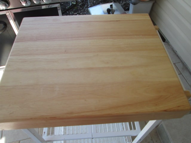 Folding Portable Butcher Block Island with Removable Folding Wire Tray - 8