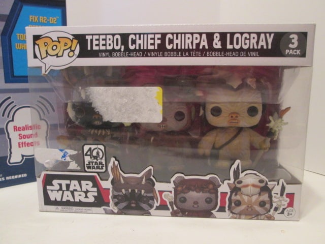 Funko POP! Star Wars Teebo, Chief Chirpa and Logray Ewok Three Pack Bobble Head Characters and - 2