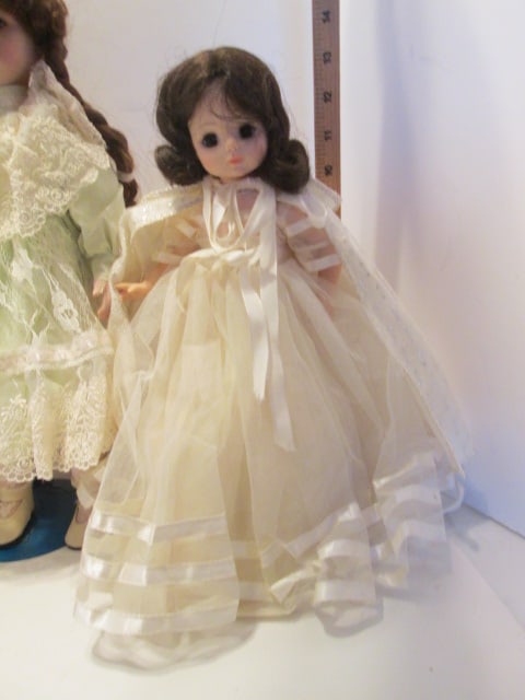Three Victorian Style Porcelain Collector Dolls with Stands - 2
