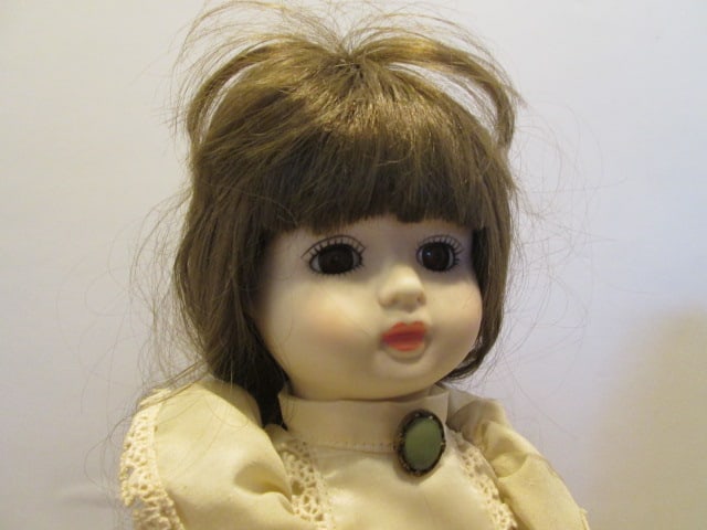 Three Victorian Style Porcelain Collector Dolls with Stands - 8