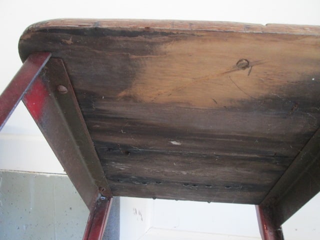 Antique Metal Frame Wood Seat School House Student Chair - 6