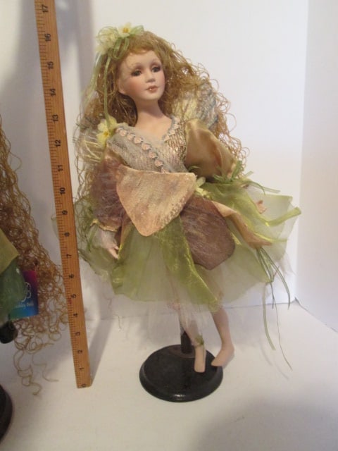 Three Porcelain Collector Fairy Themed Dolls - 4