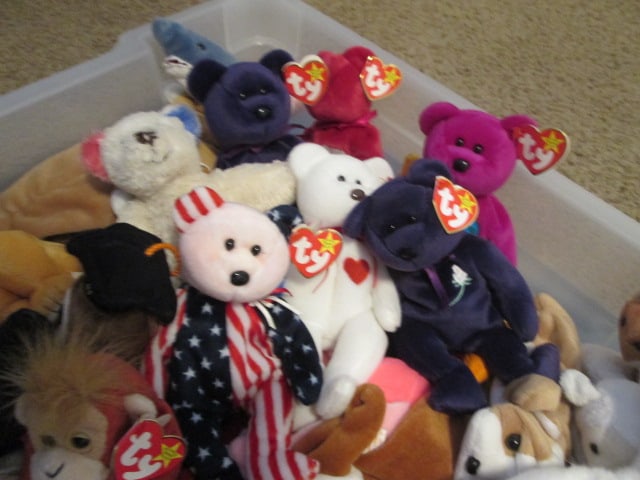 Collection of Ty Beanie Babies in Tote-Several Bears - 2