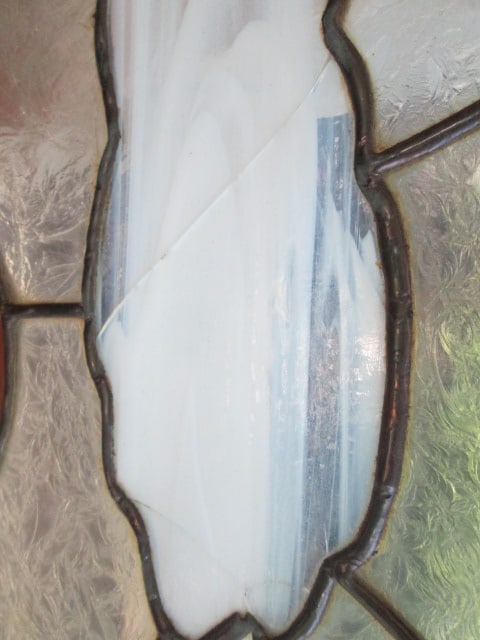 Mountain Landscape Stained Glass Panel in Wood Frame - 5