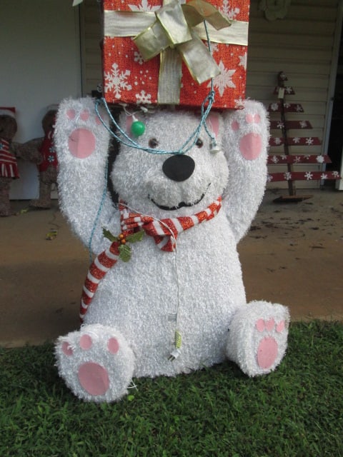 Polar Bear, Present and Nutcracker Totem Style Pre-Lit Holiday Tinsel Figure - 4