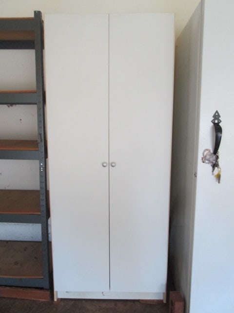 White 2 Door Storage Cabinet with Hanging Rod (1 of 6)