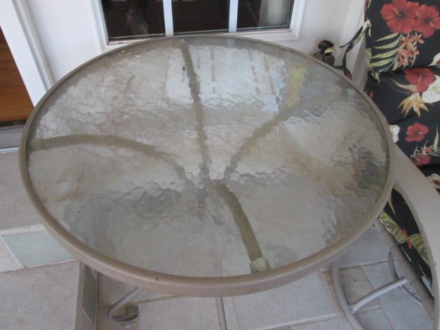Swiveling Rocking Patio Arm Chairs, Pebble Glass Bistro Table and Custom Made Occasional Table - 3