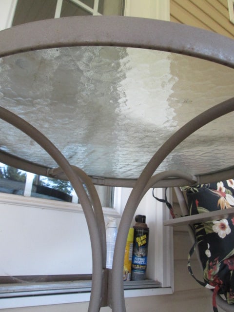 Swiveling Rocking Patio Arm Chairs, Pebble Glass Bistro Table and Custom Made Occasional Table - 4