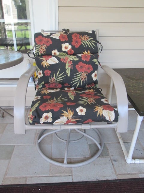Swiveling Rocking Patio Arm Chairs, Pebble Glass Bistro Table and Custom Made Occasional Table - 5