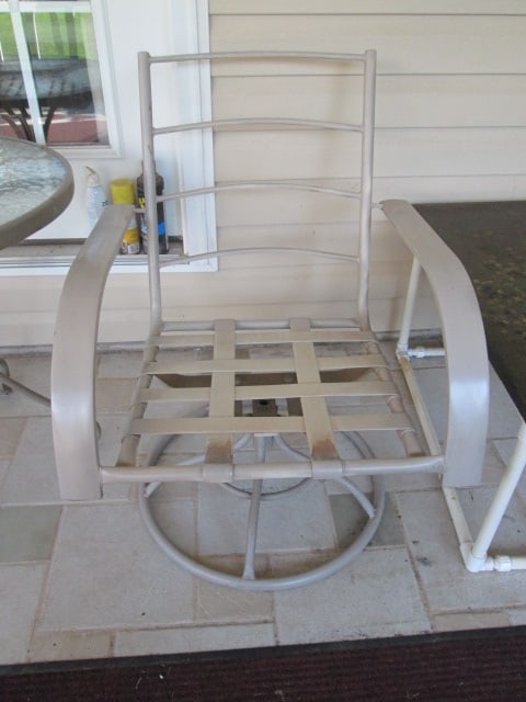 Swiveling Rocking Patio Arm Chairs, Pebble Glass Bistro Table and Custom Made Occasional Table - 6