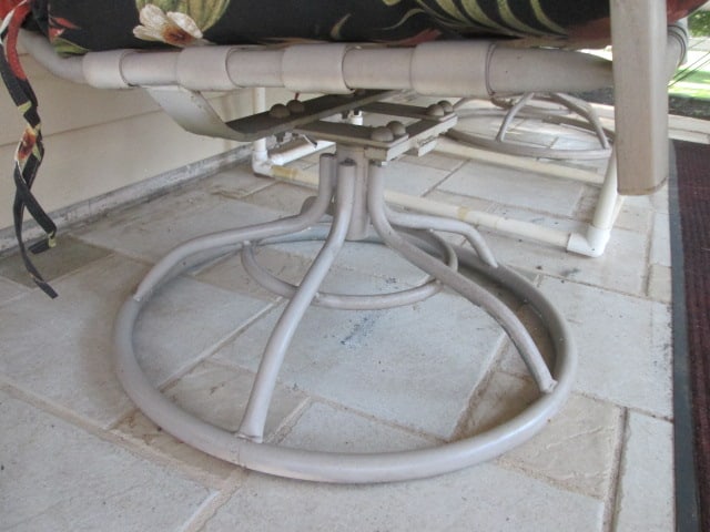 Swiveling Rocking Patio Arm Chairs, Pebble Glass Bistro Table and Custom Made Occasional Table - 7