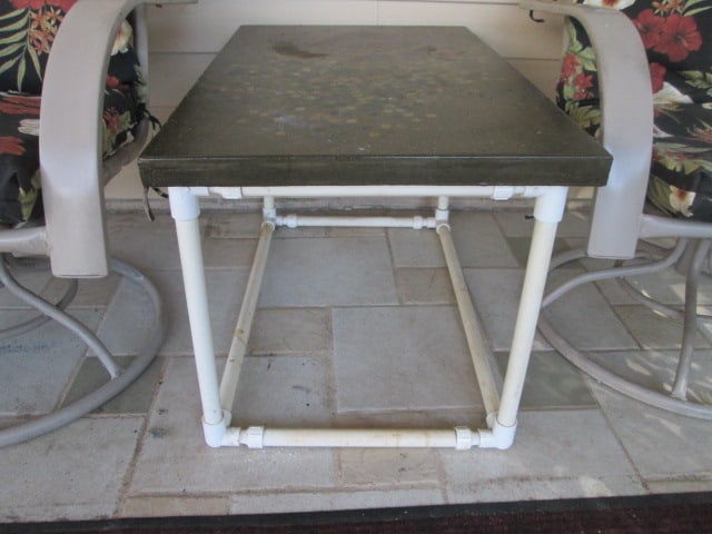 Swiveling Rocking Patio Arm Chairs, Pebble Glass Bistro Table and Custom Made Occasional Table - 8