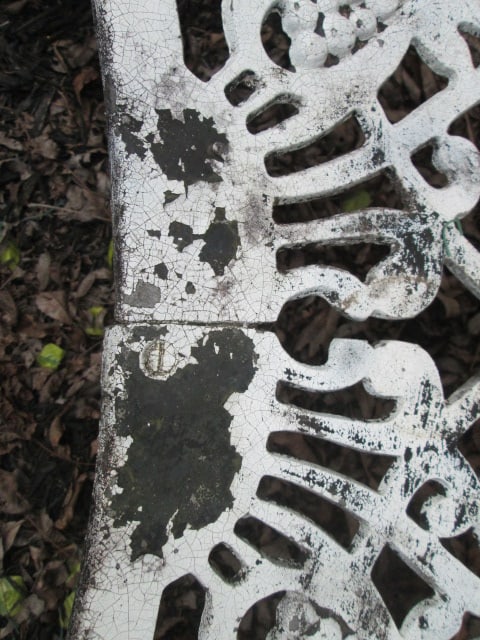 Painted White Cast Metal Garden Bench and Chair - 7