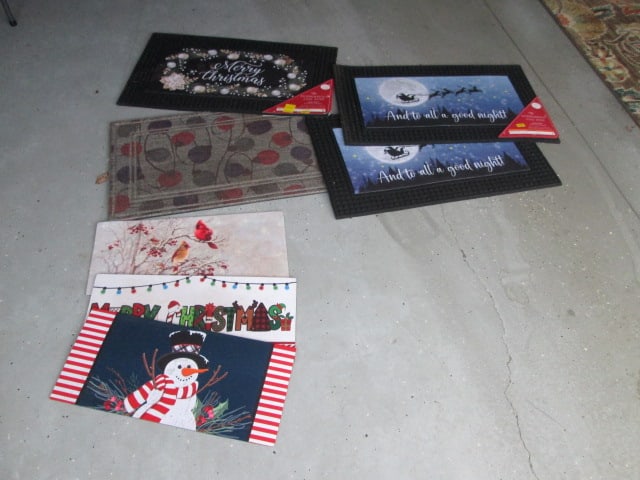Seven New/Like New Holiday Themed Rubber Door Mats: Local Pickup Only