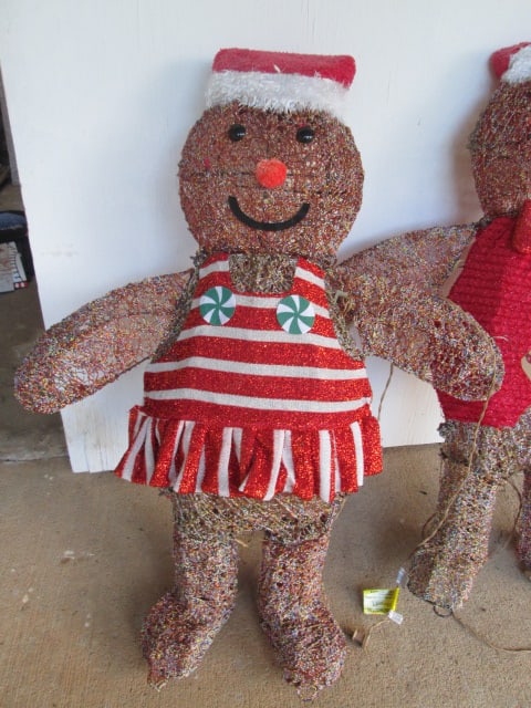 Mr. and Mrs. Gingerbread Man Pre-Lit Holiday Tinsel Figures - 2