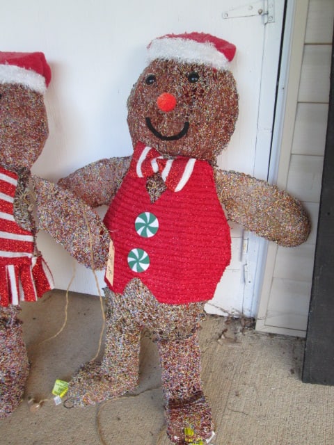 Mr. and Mrs. Gingerbread Man Pre-Lit Holiday Tinsel Figures - 3