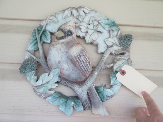 Flower and Cardinal Song Bird Sculpted Resin Wall Plaques - 3