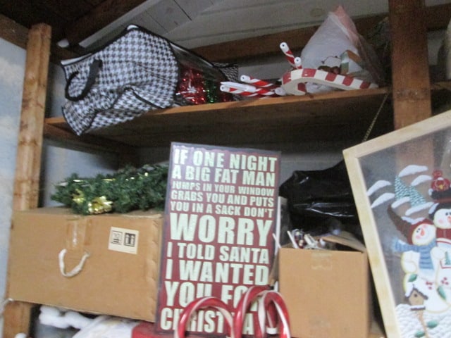 Storage Room Built-In Shelf Contents-Totes Full of Unsearched Holiday Decorations - 2