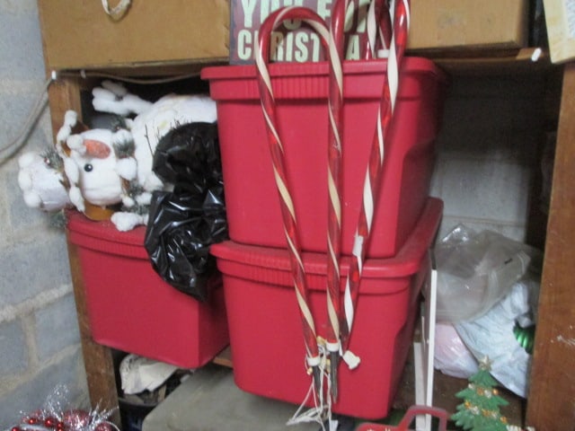 Storage Room Built-In Shelf Contents-Totes Full of Unsearched Holiday Decorations - 3