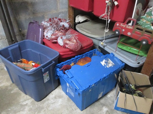 Storage Room Built-In Shelf Contents-Totes Full of Unsearched Holiday Decorations - 4